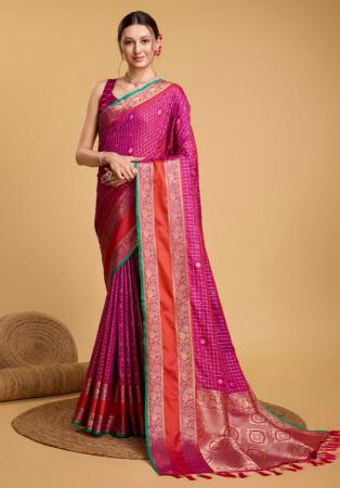 Picture of Sightly Silk Medium Violet Red Saree