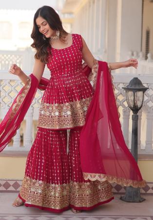 Picture of Taking Georgette Hot Pink Readymade Salwar Kameez