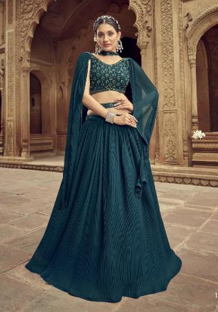 Picture of Gorgeous Georgette Navy Blue Lehenga Choli