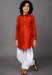 Picture of Classy Silk Fire Brick Kids Kurta Pyjama