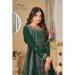 Picture of Georgette Dark Olive Green Straight Cut Salwar Kameez