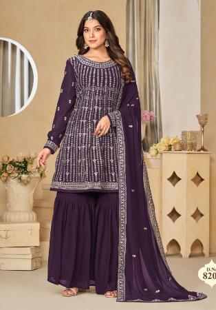 Picture of Georgette Dim Gray Straight Cut Salwar Kameez