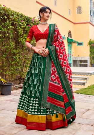 Picture of Charming Silk Dark Green Lehenga Choli