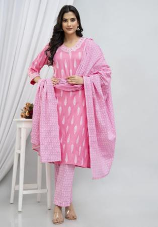 Picture of Rayon & Cotton Light Pink Readymade Salwar Kameez