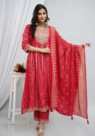 Picture of Rayon & Cotton Crimson Readymade Salwar Kameez