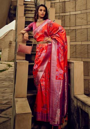 Picture of Lovely Satin & Brasso Maroon Saree