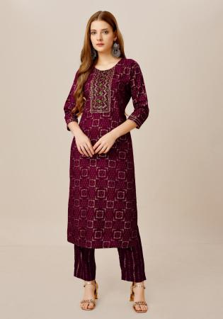 Picture of Pleasing Rayon Purple Kurtis & Tunic