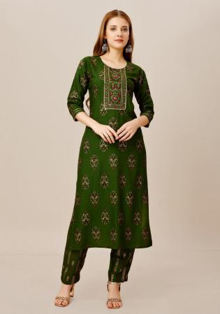 Picture of Amazing Rayon Dark Green Kurtis & Tunic