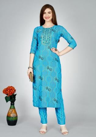 Picture of Sublime Rayon Sky Blue Kurtis & Tunic