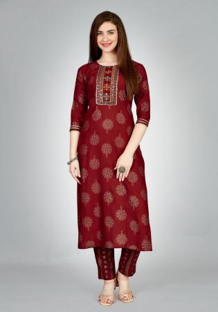 Picture of Pretty Rayon Maroon Kurtis & Tunic