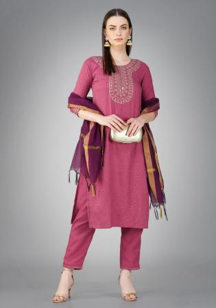 Picture of Shapely Cotton Indian Red Readymade Salwar Kameez