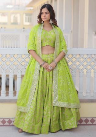 Picture of Pretty Chiffon Yellow Green Lehenga Choli