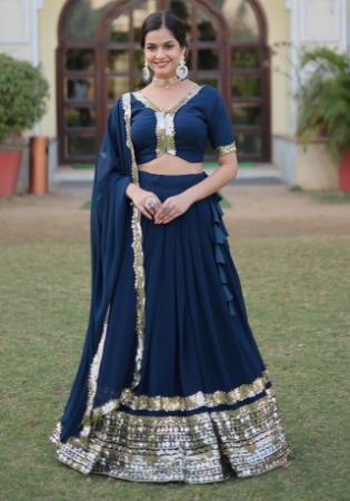 Picture of Delightful Georgette Midnight Blue Lehenga Choli