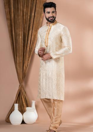 Picture of Good Looking Silk Beige Kurtas