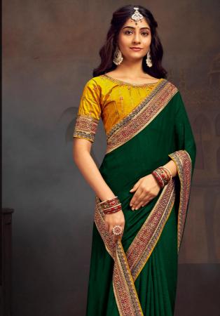 Picture of Pretty Georgette Dark Green Saree