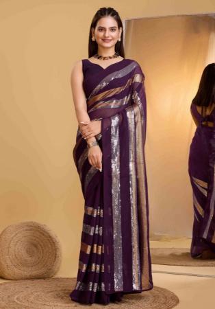 Picture of Stunning Georgette Brown Saree