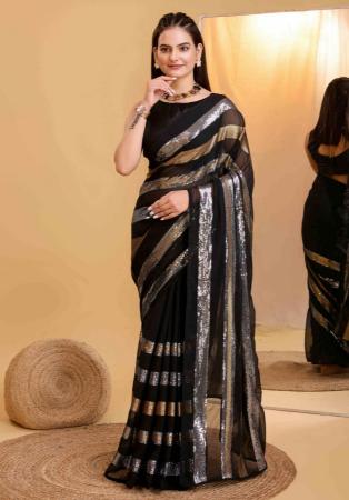 Picture of Ideal Georgette Black Saree