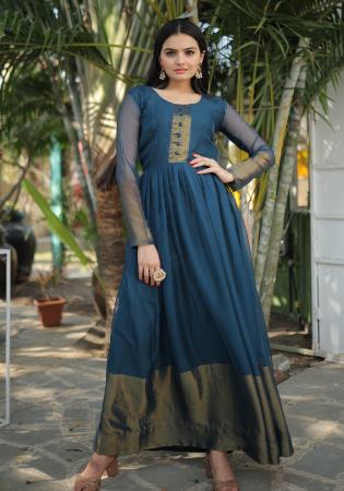 Picture of Elegant Chiffon Dark Slate Grey Readymade Gown