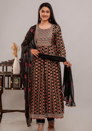 Picture of Rayon & Cotton Black Readymade Salwar Kameez