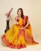 Picture of Statuesque Chiffon Golden Rod Saree