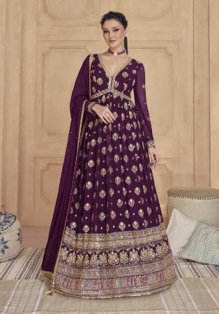 Picture of Bewitching Georgette Brown Anarkali Salwar Kameez