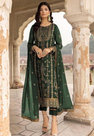 Picture of Georgette & Net Sea Green Straight Cut Salwar Kameez