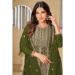 Picture of Chiffon Dark Olive Green Straight Cut Salwar Kameez