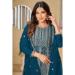 Picture of Chiffon Midnight Blue Straight Cut Salwar Kameez