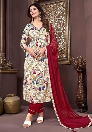 Picture of Enticing Rayon Beige Readymade Salwar Kameez