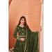 Picture of Comely Silk Dark Olive Green Anarkali Salwar Kameez