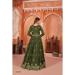 Picture of Comely Silk Dark Olive Green Anarkali Salwar Kameez