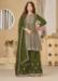 Picture of Chiffon Dark Olive Green Straight Cut Salwar Kameez