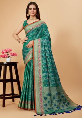 Picture of Pleasing Silk Teal Saree