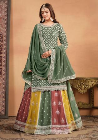 Picture of Delightful Chiffon Sea Green Straight Cut Salwar Kameez