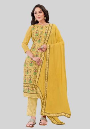 Picture of Grand Silk Golden Rod Straight Cut Salwar Kameez