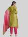 Picture of Enticing Silk Dark Khaki Straight Cut Salwar Kameez