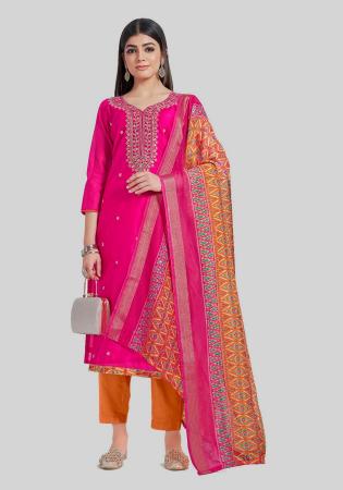 Picture of Statuesque Silk Deep Pink Straight Cut Salwar Kameez