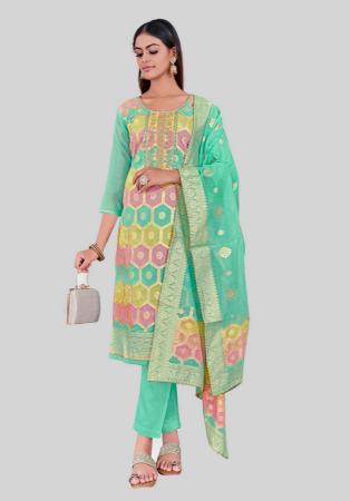 Picture of Medium Aqua Marine Straight Cut Salwar Kameez