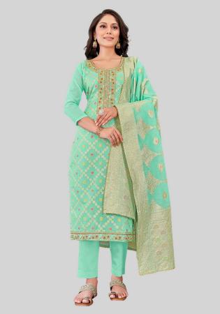 Picture of Medium Aqua Marine Straight Cut Salwar Kameez