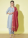 Picture of Cotton & Silk Light Slate Grey Readymade Salwar Kameez