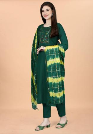 Picture of Graceful Cotton Forest Green Readymade Salwar Kameez