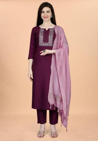 Picture of Beautiful Cotton Saddle Brown Readymade Salwar Kameez