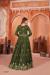 Picture of Well Formed Silk Dark Olive Green Anarkali Salwar Kameez