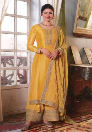 Picture of Georgette & Silk Golden Rod Straight Cut Salwar Kameez