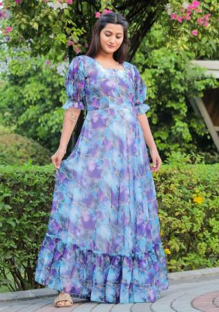 Picture of Gorgeous Georgette Light Steel Blue Kurtis & Tunic