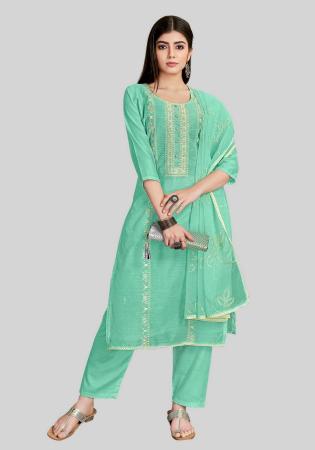 Picture of Medium Aqua Marine Straight Cut Salwar Kameez