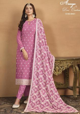 Picture of Georgette Pale Violet Red Straight Cut Salwar Kameez