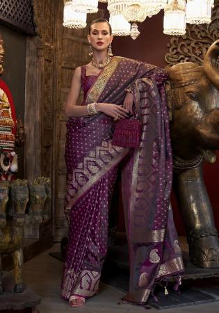 Picture of Good Looking Satin & Silk Dark Olive Green Saree