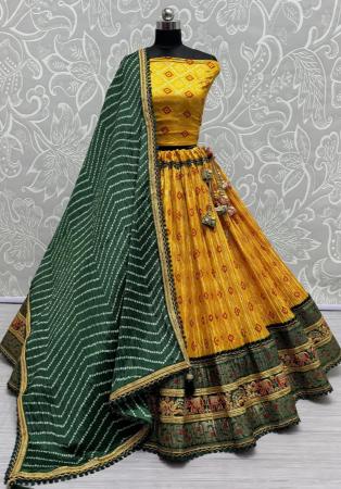 Picture of Comely Chiffon Golden Lehenga Choli