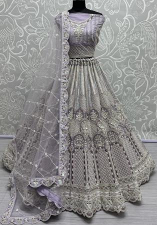 Picture of Sightly Net Light Steel Blue Lehenga Choli